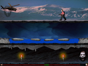 The helicopter on the mountain