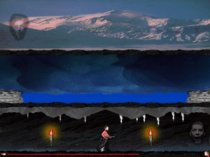 Second torch: the whole cave is lit and the ice trap is armed